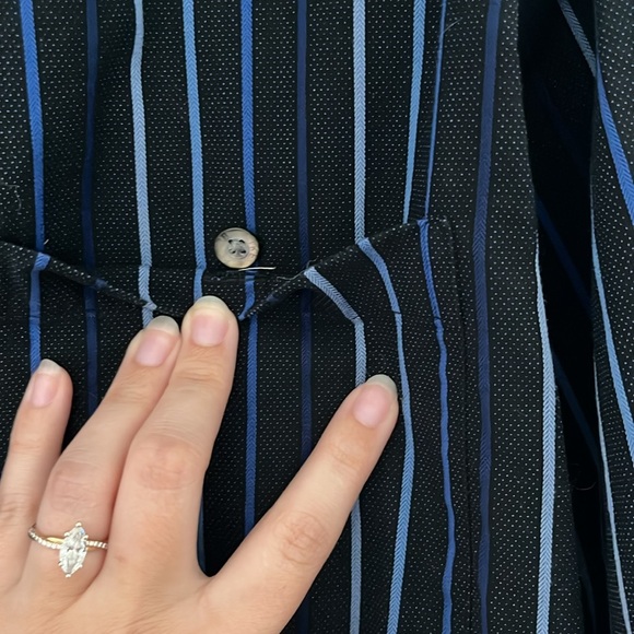 Ike Behar Black and Blue Men’s Striped Button Down ❤️ - Picture 3 of 8